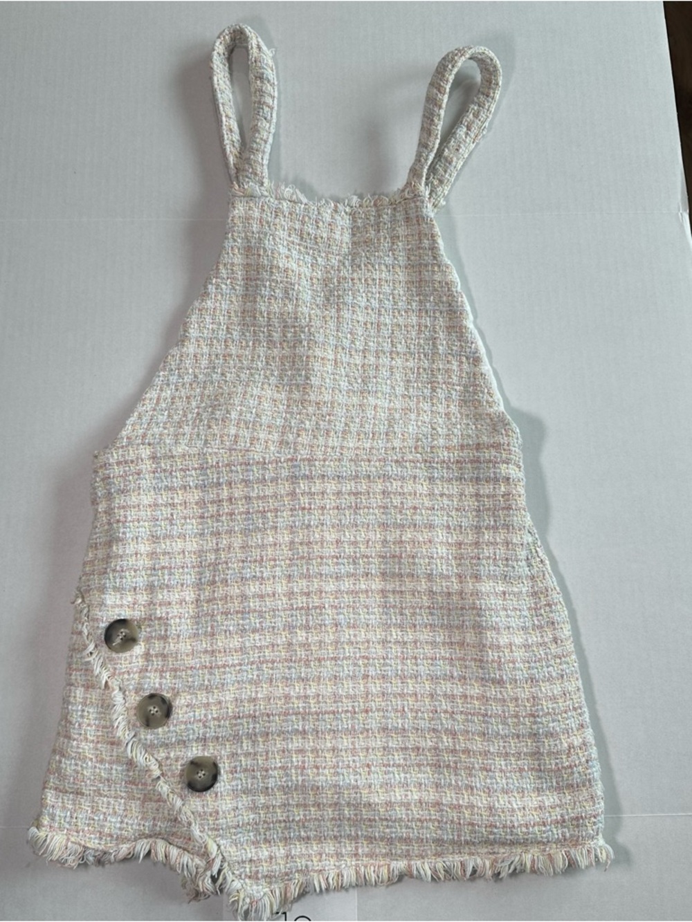 Zara TRF Collection Women’s Plaid Multicolor Tweed Pinafore Overall Mini Dress